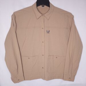 Huk Shirt Womens Medium Check Brown Vented UPF